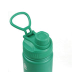 Detailaufnahme des grünen Flip-Top-Sportdeckels der AquaFlask Regular Edelstahl Trinkflasche 650 ml (22 oz) in Hunter Green