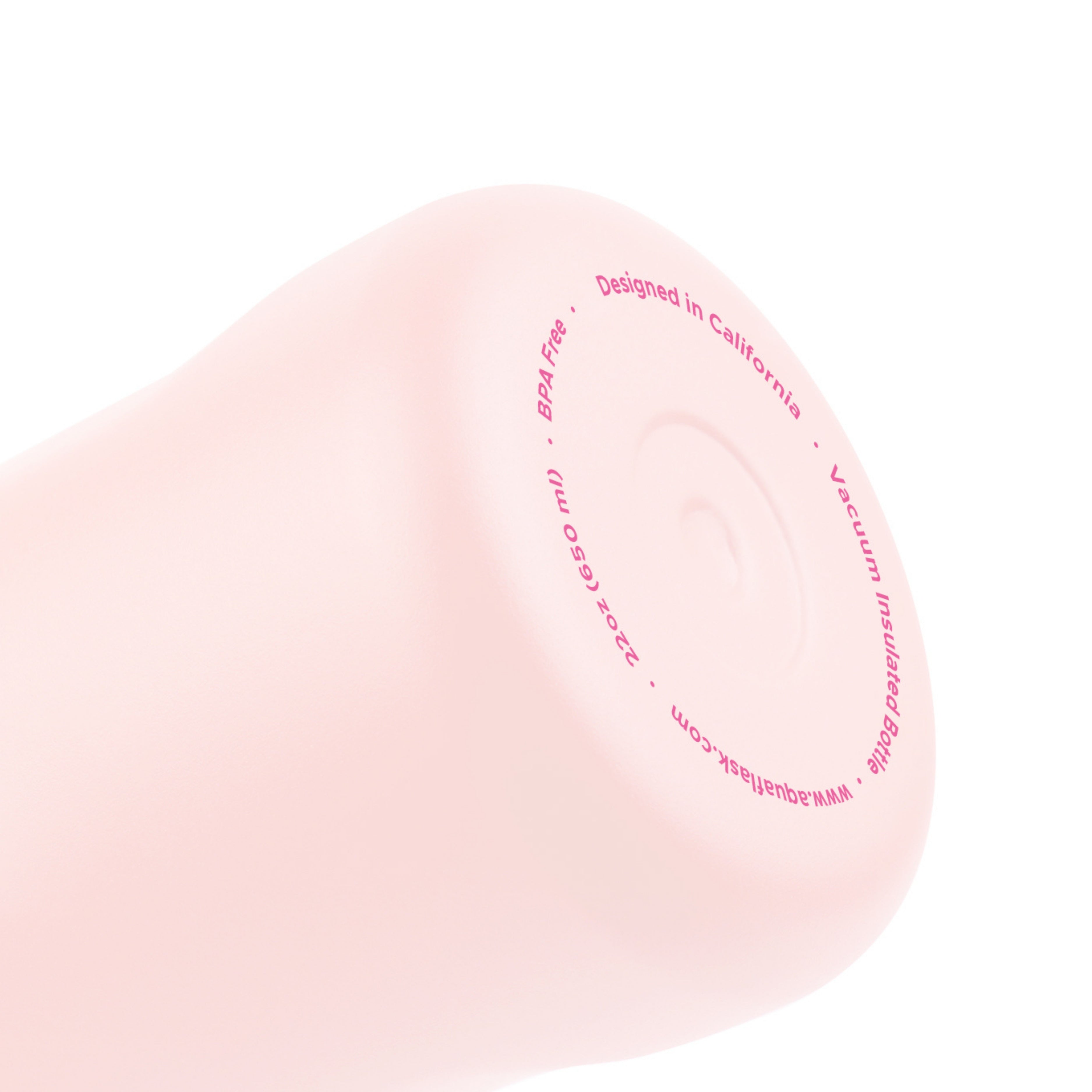 Detailaufnahme des rosa Flaschenbodens der AquaFlask Sports Lid Bottle Edelstahl Trinkflasche 650 ml (22 oz)