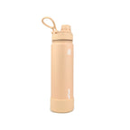 Beige AquaFlask Earth Collection Edelstahl Trinkflasche 650 ml (22 oz) mit Schraubdeckel, Haltegriff und Schutz-Boot