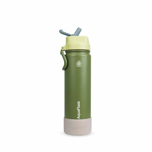 Grün AquaFlask Colorwave Flip Sip Lid Collection Edelstahl Trinkflasche 650 ml (22 oz) mit Flip-Sip-Deckel und Schutz-Boot