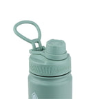 Detailaufnahme des grünen Schraubdeckels mit Haltegriff der AquaFlask Earth Collection Edelstahl Trinkflasche 650 ml (22 oz)