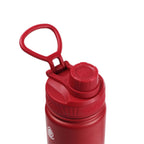 Detailaufnahme des roten Flip-Top-Sportdeckels der AquaFlask Regular Edelstahl Trinkflasche 650 ml (22 oz) in Cherry Red