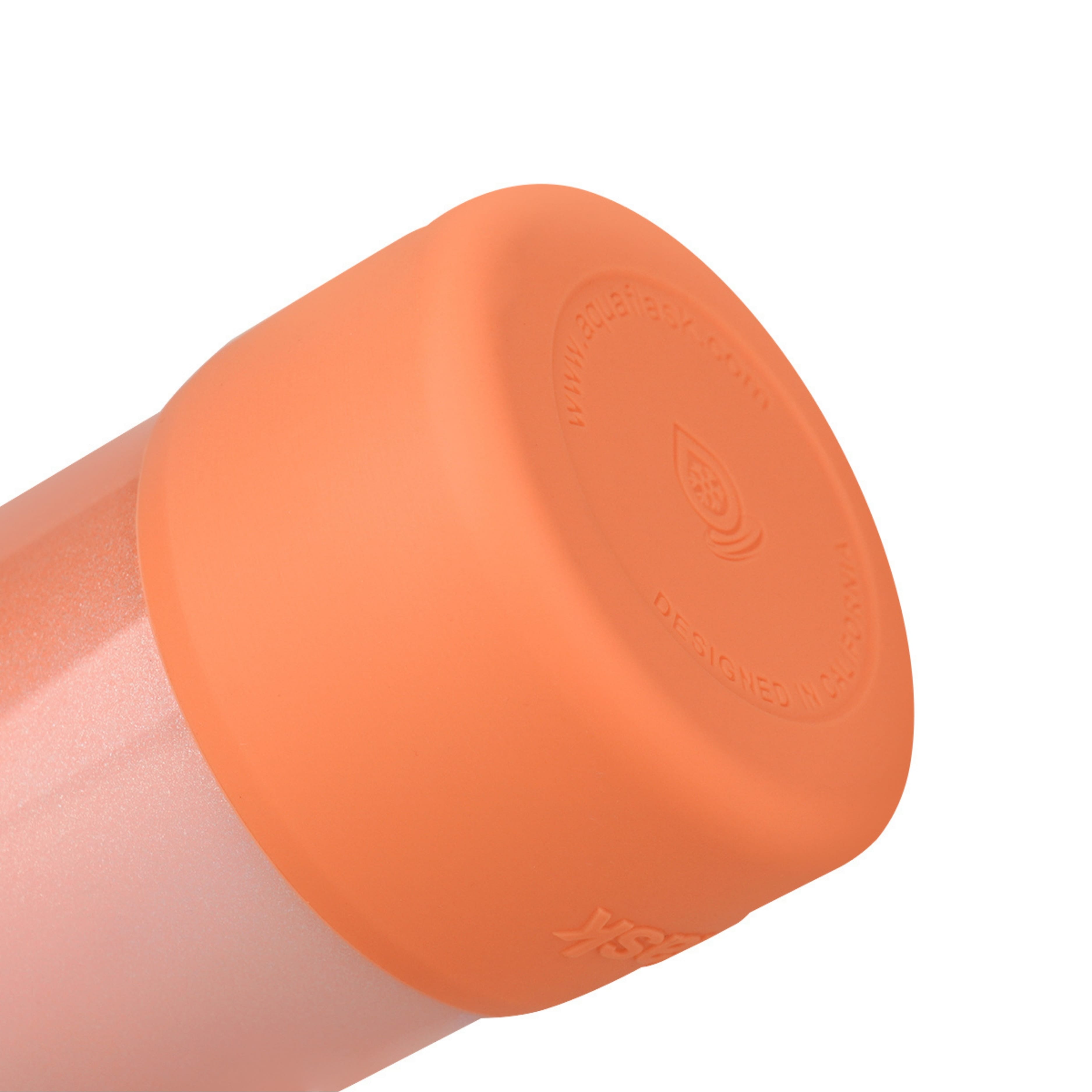 Detailaufnahme des orangefarbenen Schutz-Boots der AquaFlask Canny Floss Collection Edelstahl Trinkflasche 650 ml (22 oz)