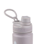 Detailaufnahme des lila Schraubdeckels mit Haltegriff der AquaFlask Earth Collection Edelstahl Trinkflasche 650 ml (22 oz)
