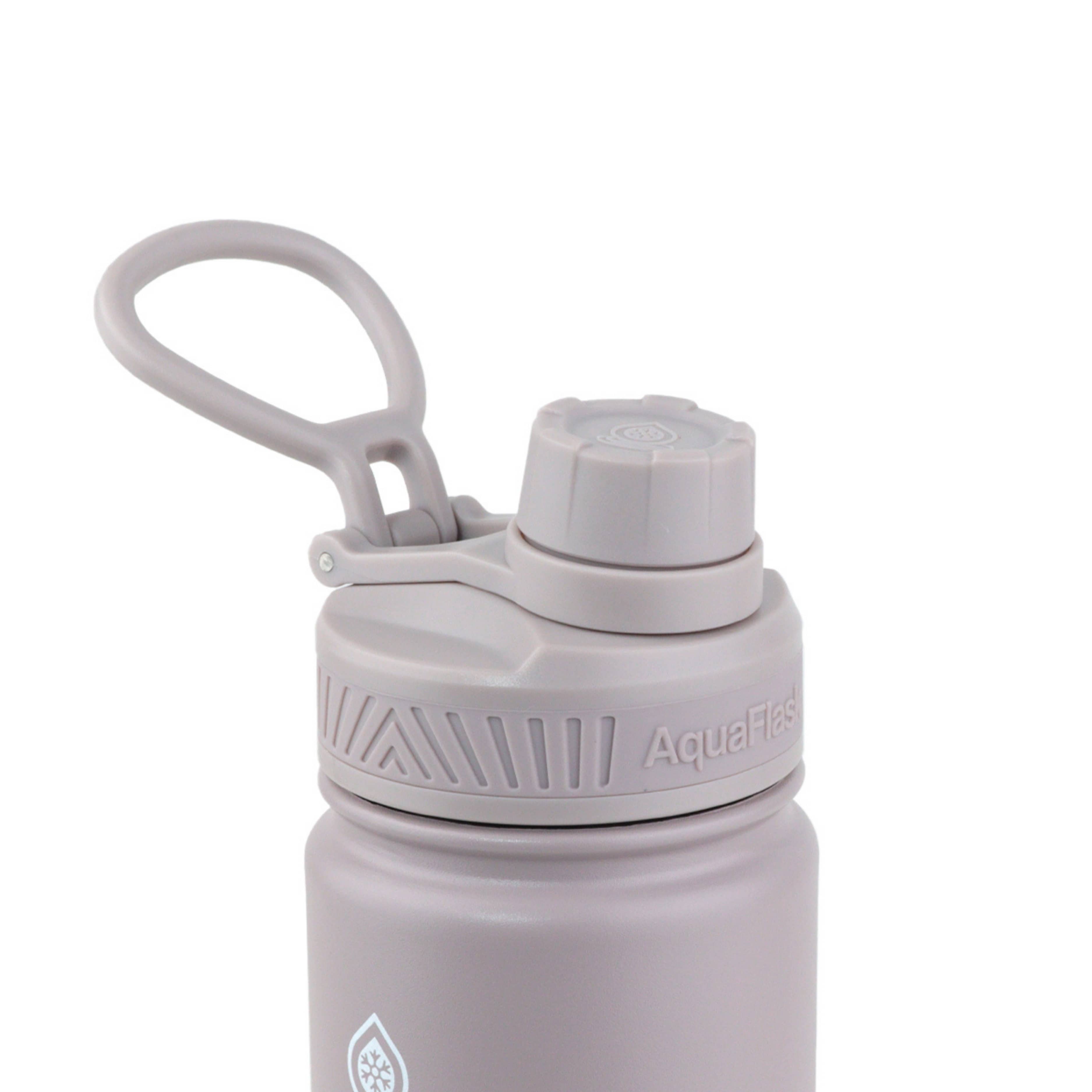 Detailaufnahme des lila Schraubdeckels mit Haltegriff der AquaFlask Earth Collection Edelstahl Trinkflasche 650 ml (22 oz)