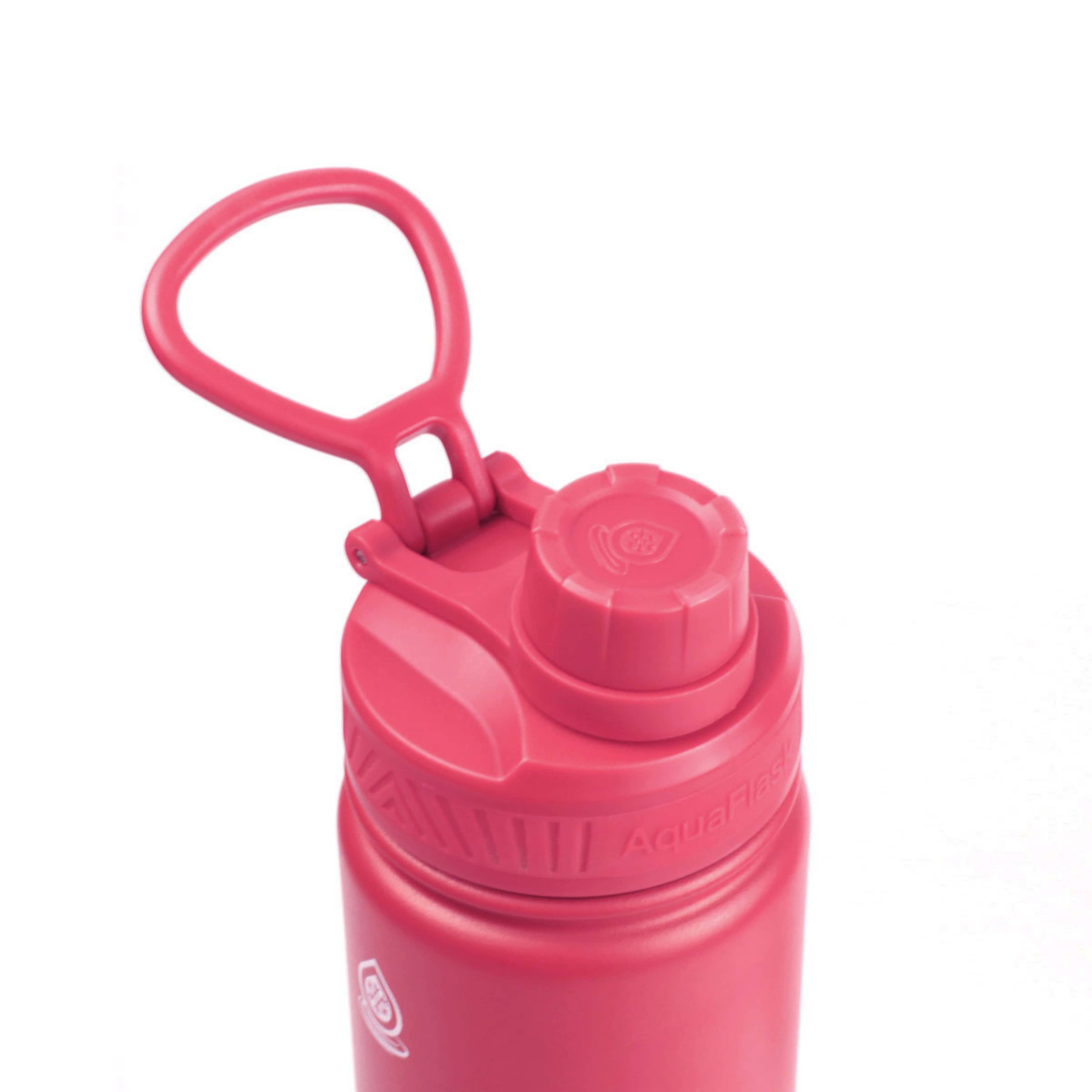 Detailaufnahme des pinken Flip-Top-Sportdeckels der AquaFlask Regular Edelstahl Trinkflasche 650 ml (22 oz) in Flamingo