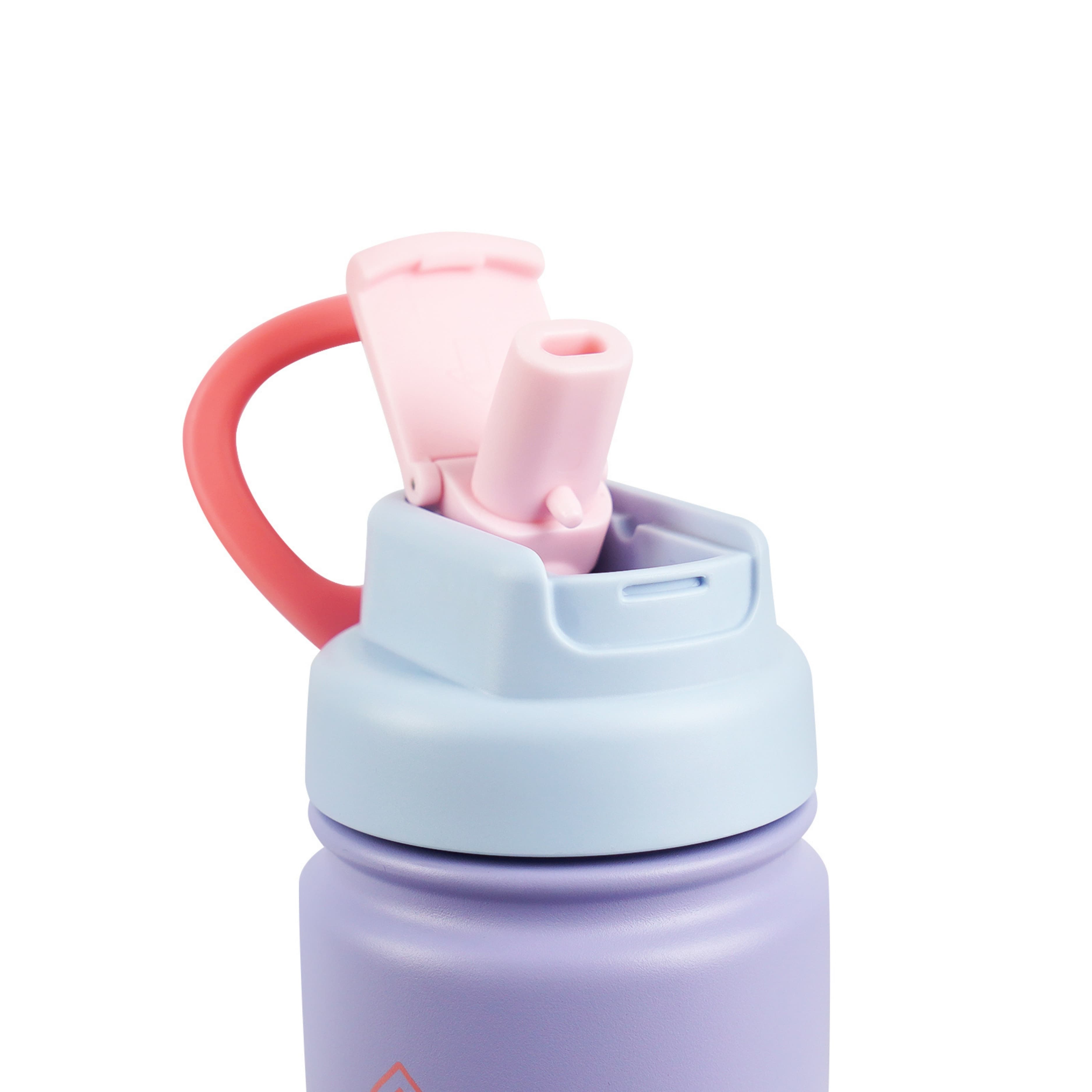 Detailaufnahme des lila Flip-Sip-Deckels der AquaFlask Colorwave Flip Sip Lid Collection Edelstahl Trinkflasche 650 ml (22 oz) geöffnet