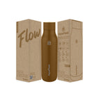 Braun AquaFlask Flow Collection Edelstahl Trinkflasche 750 ml (25 oz) mit Schraubdeckel und großer Trinköffnung neben Originalverpackung in Golden