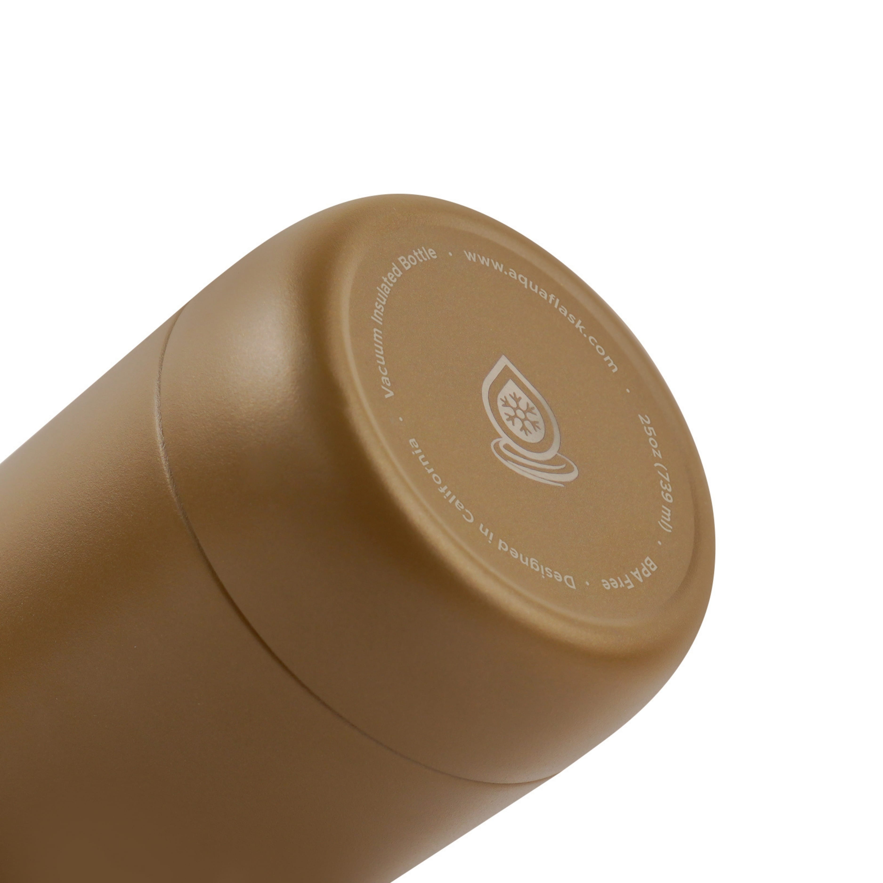 Detailaufnahme des braunen Flaschenbodens der AquaFlask Flow Collection Edelstahl Trinkflasche 750 ml (25 oz)