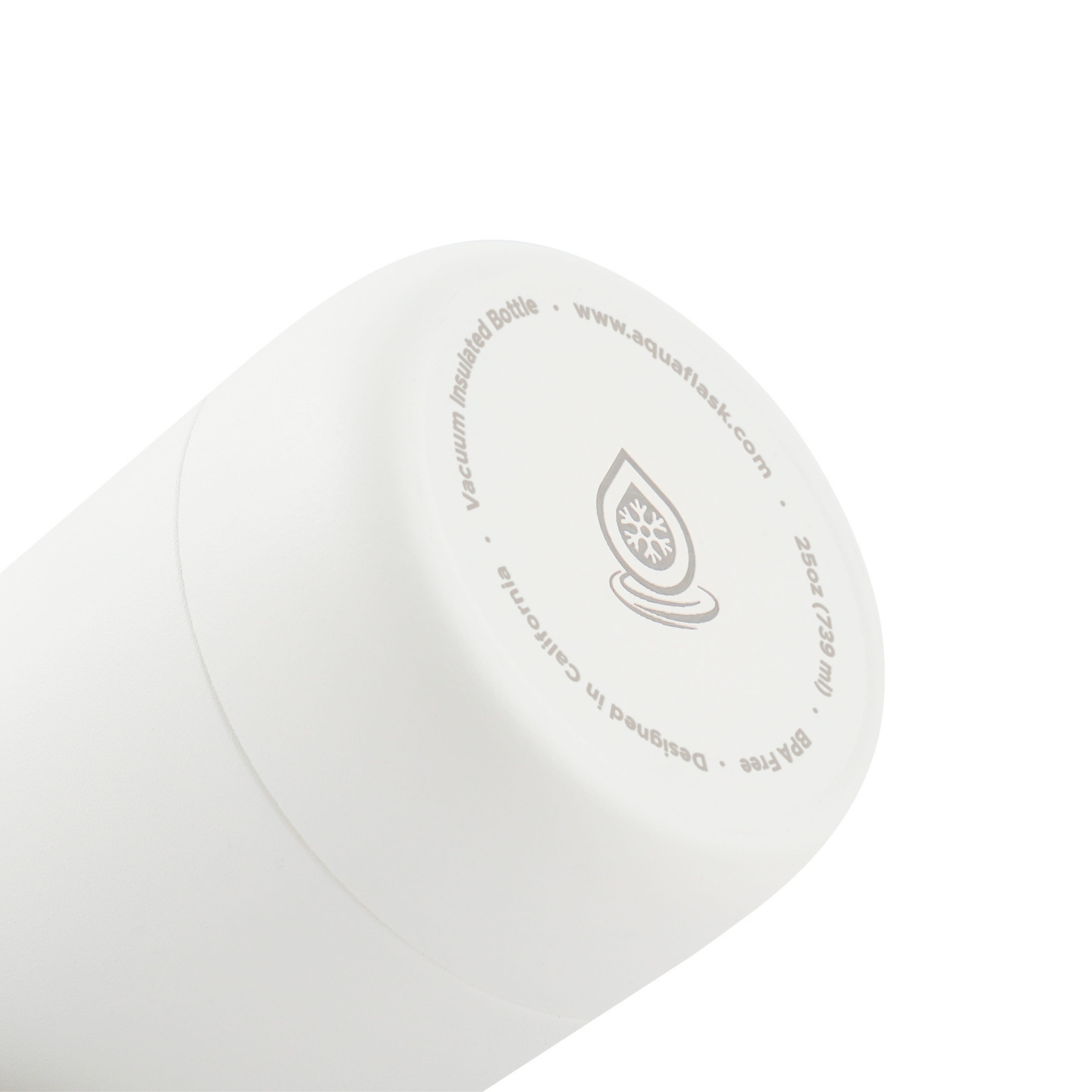 Detailaufnahme des weißen Flaschenbodens der AquaFlask Flow Collection Edelstahl Trinkflasche 750 ml (25 oz)