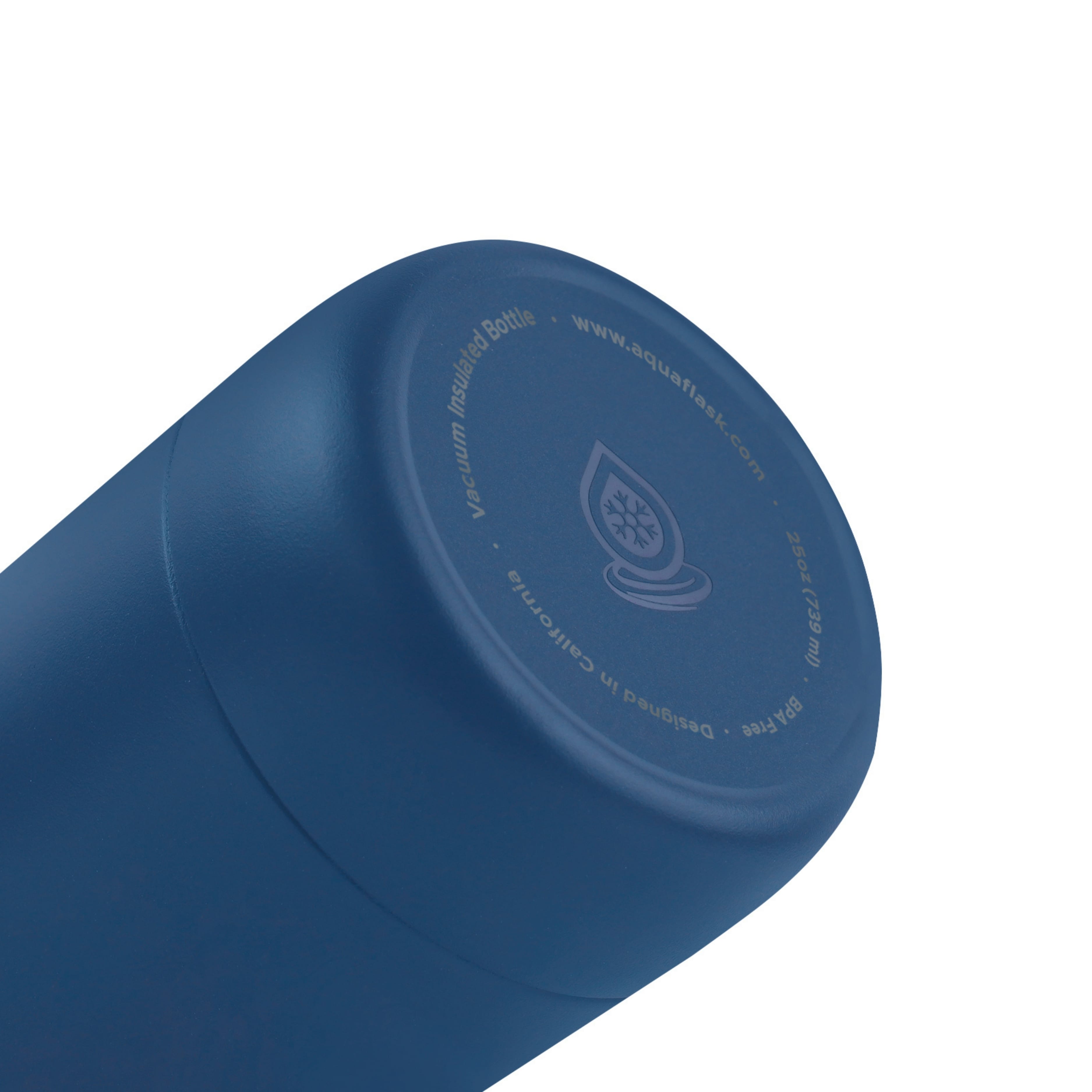 Detailaufnahme des blauen Flaschenbodens der AquaFlask Flow Collection Edelstahl Trinkflasche 750 ml (25 oz)