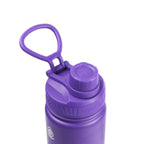 Detailaufnahme des lila Flip-Top-Sportdeckels der AquaFlask Regular Edelstahl Trinkflasche 650 ml (22 oz) in Grape