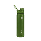 Grüne AquaFlask Regular Edelstahl Trinkflasche 650 ml mit Flip-Top-Sportdeckel und integriertem Tragegriff