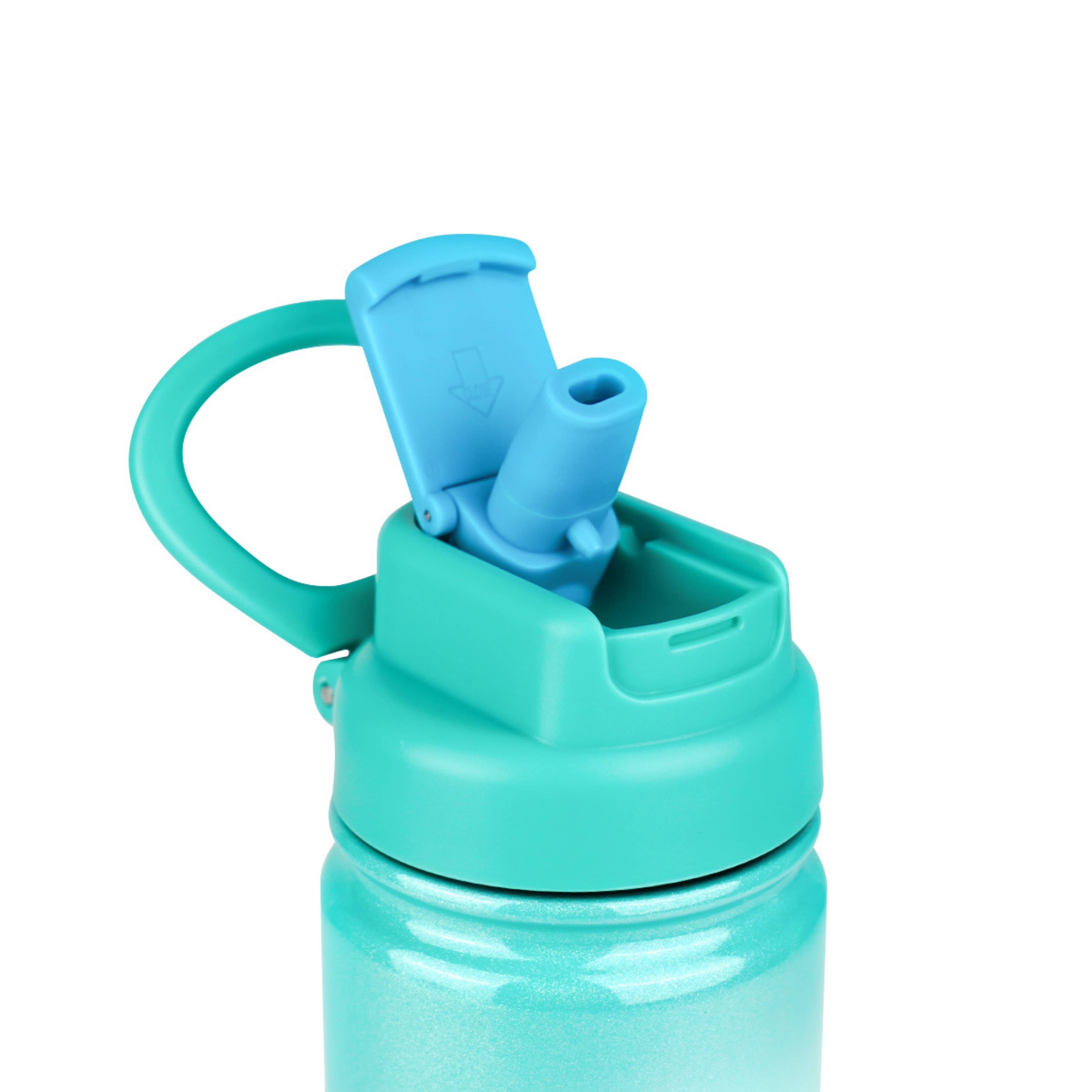 Detailaufnahme des türkisfarbenen Strohhalm-Deckels der AquaFlask Canny Floss Collection Edelstahl Trinkflasche 650 ml (22 oz)