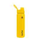 Gelbe AquaFlask Regular Edelstahl Trinkflasche 650 ml mit Flip-Top-Sportdeckel und integriertem Tragegriff