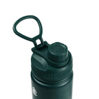 Detailaufnahme des dunkelgrünen Flip-Top-Sportdeckels der AquaFlask Regular Edelstahl Trinkflasche 650 ml (22 oz) in Hunter Green