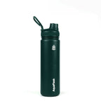Grüne AquaFlask Regular Edelstahl Trinkflasche 650 ml mit Flip-Top-Sportdeckel und integriertem Tragegriff