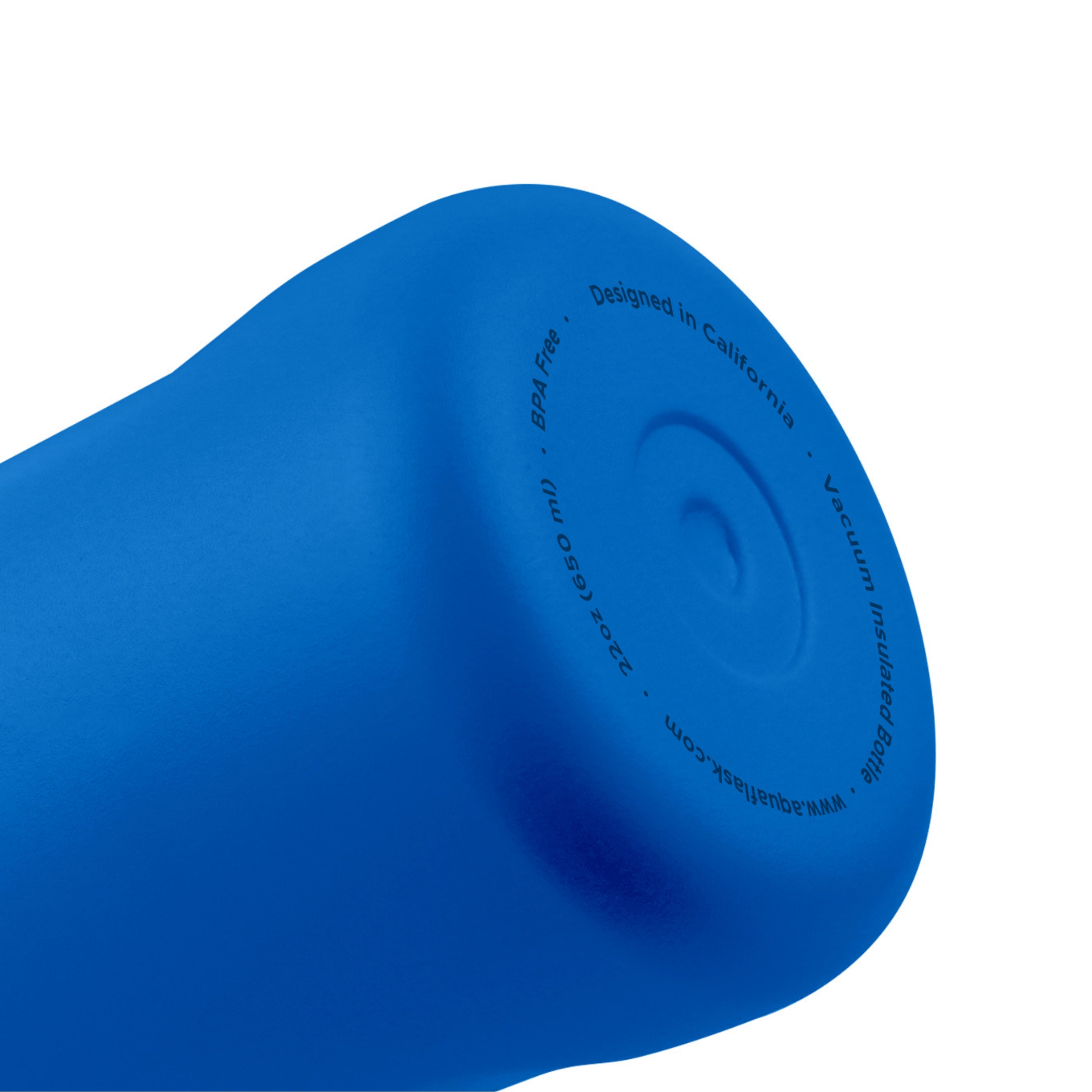 Detailaufnahme des blauen Flaschenbodens der AquaFlask Sports Lid Bottle Edelstahl Trinkflasche 650 ml (22 oz)