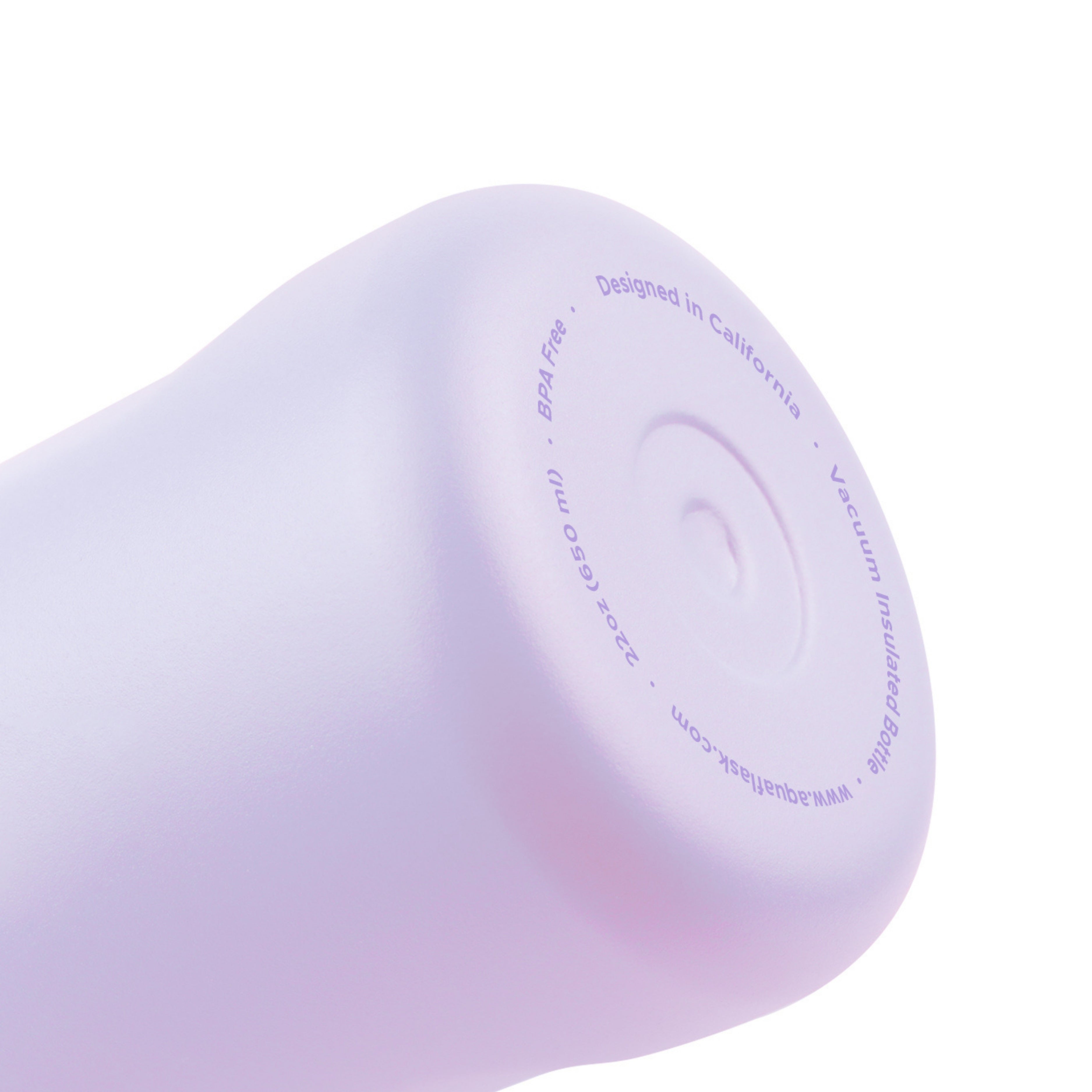 Detailaufnahme des lila Flaschenbodens der AquaFlask Sports Lid Bottle Edelstahl Trinkflasche 650 ml (22 oz)