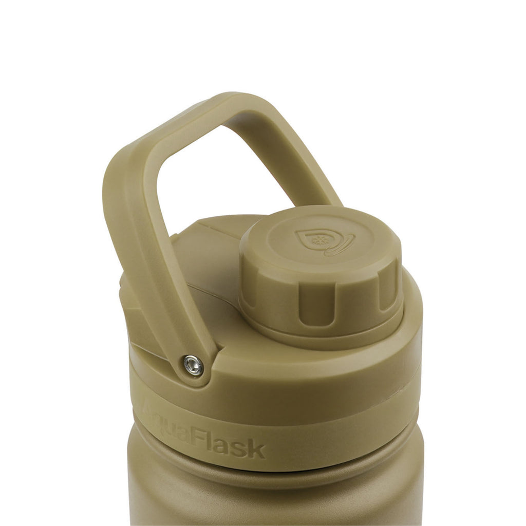 Detailaufnahme des grünen Sports Lid mit Haltegriff der AquaFlask Sports Lid Bottle Edelstahl Trinkflasche 650 ml (22 oz)