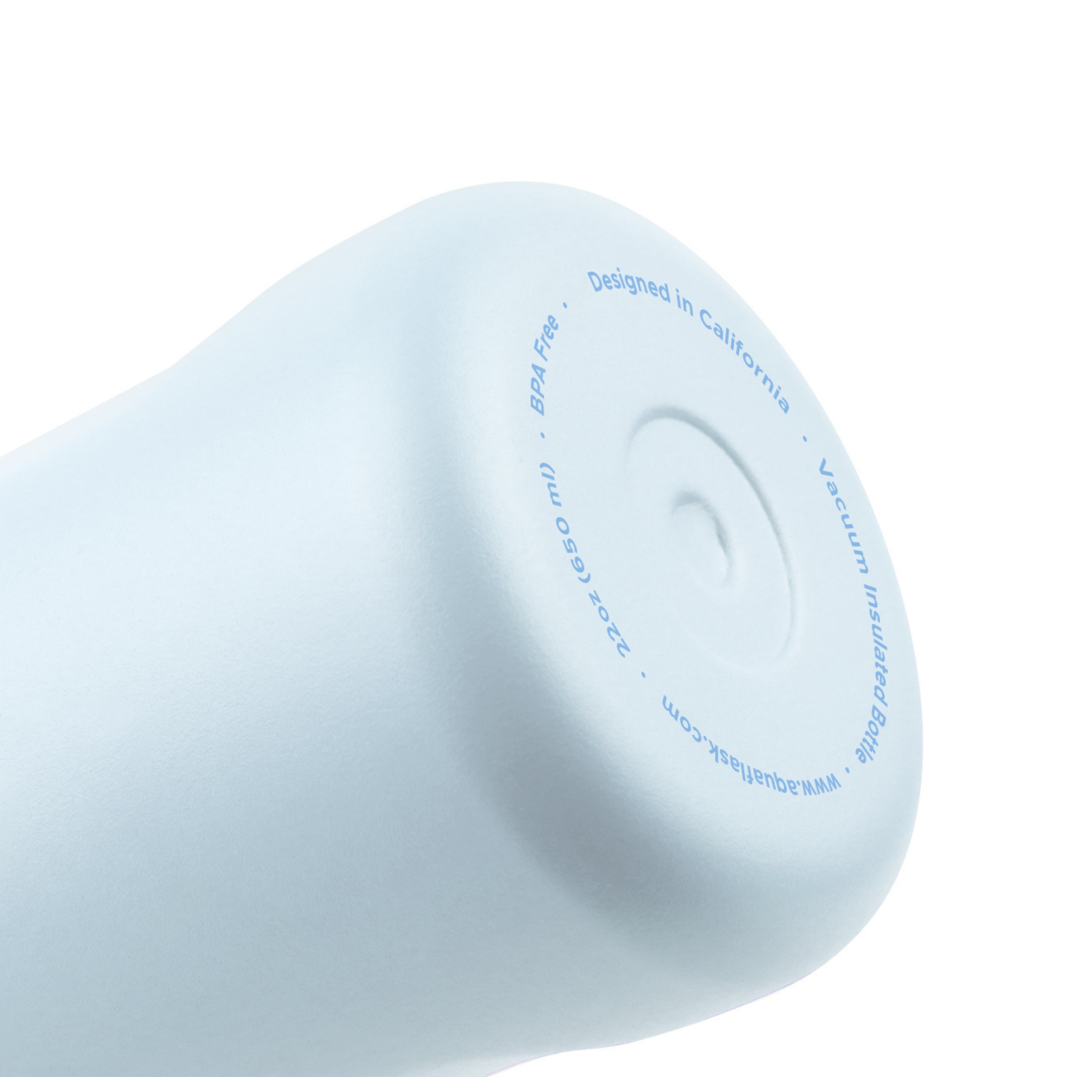 Detailaufnahme des blauen Flaschenbodens der AquaFlask Sports Lid Bottle Edelstahl Trinkflasche 650 ml (22 oz)