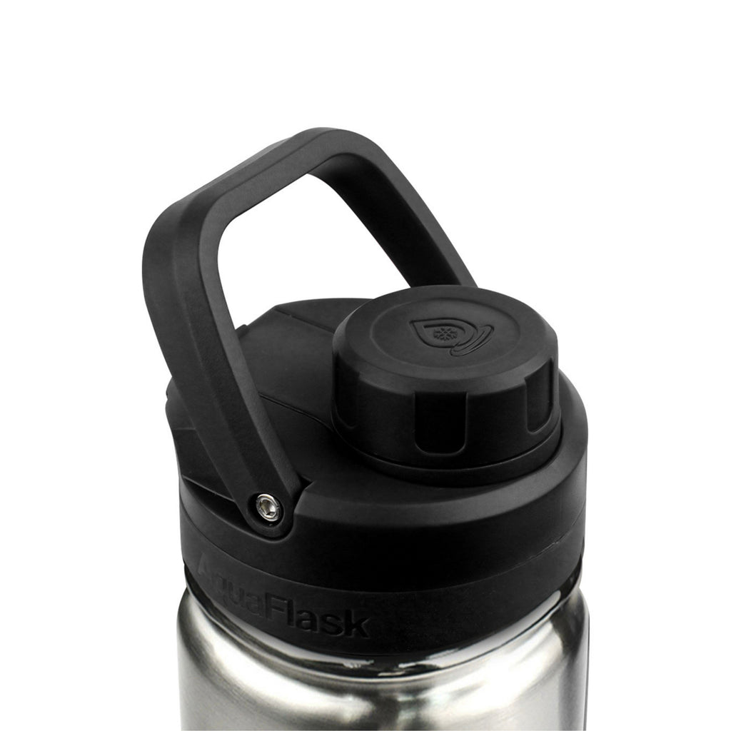 Detailaufnahme des schwarzen Sports Lid mit Haltegriff der AquaFlask Sports Lid Bottle Edelstahl Trinkflasche 650 ml (22 oz)
