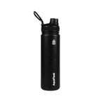 Schwarze AquaFlask Regular Edelstahl Trinkflasche 650 ml mit Flip-Top-Sportdeckel und integriertem Tragegriff